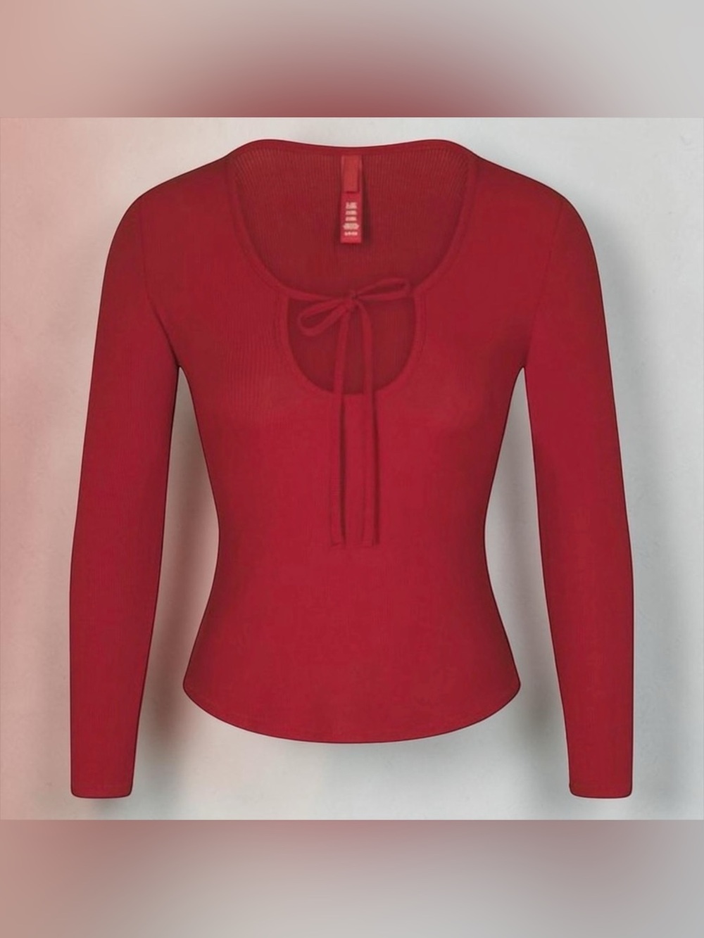 ✨ 🧱SKIMS Soft Lounge Ribbed Tie Front Long Sleeve Top | Brick | M | NWOT ✨
